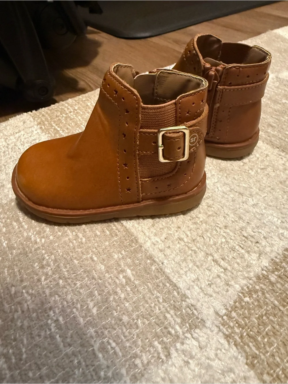 Stride Rite Little Girls Tan Ankle Boots with Buckle